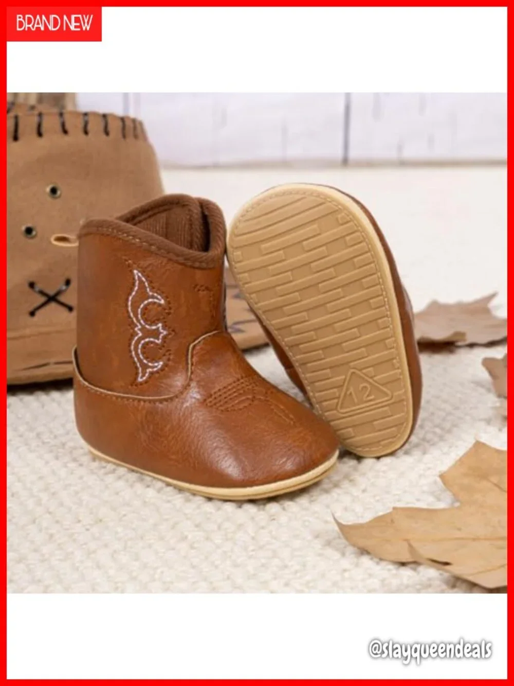 Baby Western Cowboy Boots Faux Leather Soft Sole Non-Slip First Walker